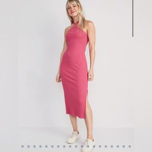 Old Navy Fitted Ribbed Halter Midi Dress NWT